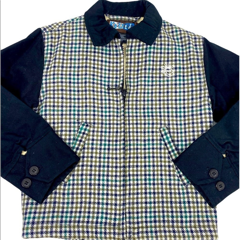 Knuckleheads herringbone boys jacket green and black Size: Large